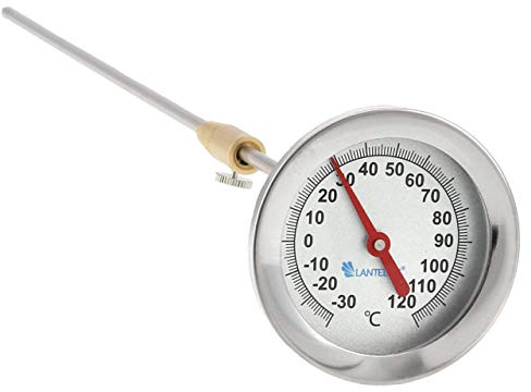 Lantelme Räucherthermometer 120°C mit 50cm Sonde und Messing Konus zur Befestigung | Edelstahl Analog Räucher Thermometer | Ideal für Smoker, Räucherofen, Räuchergrill, Räuchertonne und Räucherschrank