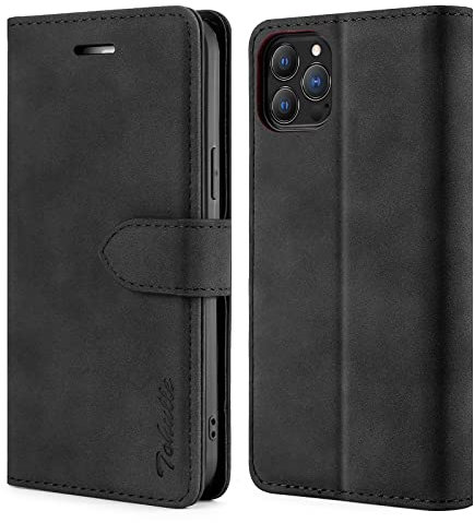 TOHULLE Case for iPhone 13 Pro Max, Premium PU Leather Wallet Case with Card Holder Kickstand Magnetic Closure Flip Folio Case Cover for iPhone 13 Pro Max (6.7 Inch) - Black