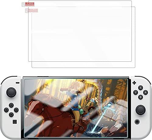 DLseego [2 Pack Protecteur D'écran Compatible avec Nintendo Switch OLED 2021, Film en Verre Trempé HD pour Switch [Sans bulles] [Anti-rayures]
