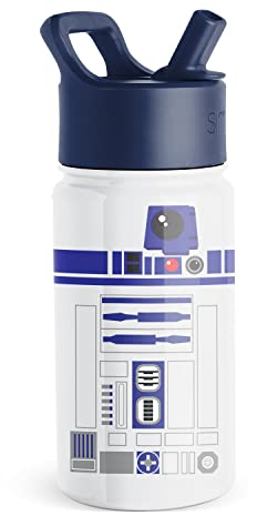 Simple Modern Star Wars R2D2 Kids Water Bottle with Straw Lid | Insulated Stainless Steel Reusable Tumbler Gifts for School, Toddlers, Girls, Boys | Summit Collection | 14oz, R2D2