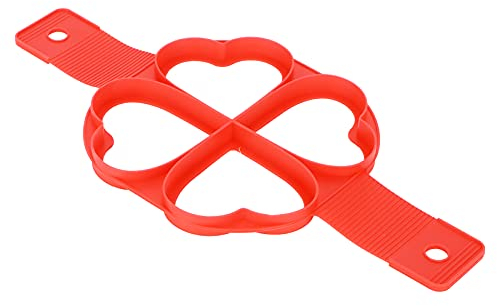 Stampo Pancake, Rosso Stampo Frittata in Silicone per Frittata, Stampo per Frittata Antiaderente a Forma di Cuore, per Uova, Muffin, Mini Pancake, Frittatine, Uova in Camicia, Hamburger