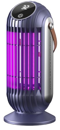 FanFuGuo® Lampada Antizanzare Mosche Elettrica Ricaricabile,Zanzariera ElettricaTrappola Zanzare,Notturna luce & Luce UV 2-in-1 con Sensore Crepuscolar,Trappola per Moscerini,Zanzare,Mosche (Grey)