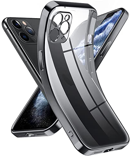 Supdeal Crystal Clear Hülle für iPhone 11 Pro, Niemals gelb mit Kameraschutz, Silikon Durchsichtig Handyhülle Weicher Passform, Ultra Dünn und Leicht Case Cover, 5,8, Schwarz