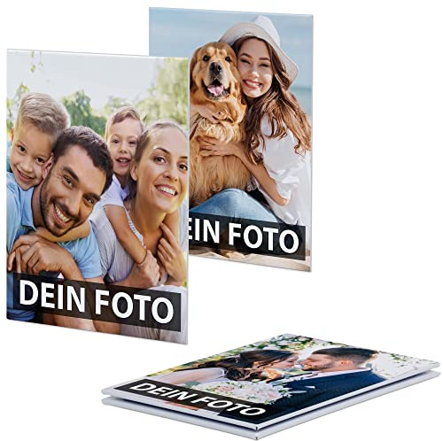Fotomagnet selbst gestalten - mit Bild und Text - Kühlschrankmagnet Personalisieren mit Foto und Wunschtext - 4 Stück | Hochformat, 6 x 8 cm