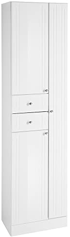 Lomadox Bad Hochschrank in weiß mit weiß Hochglanz, B/H/T: ca. 50/188,5/33 cm