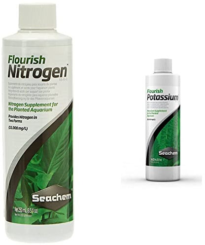 Seachem Flourish Nitrogen - Supplemento per acquari d'Acqua Dolce - 250 ml & Flourish Potassium - Supplemento per acquari con Piante - 250 ml