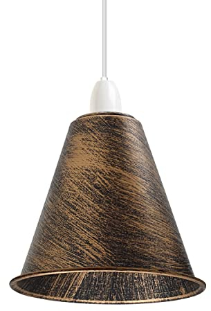 Retro-Industrie-Lampenschirm, rustikale Vintage-Metall-Deckenlampenschirme, E27 B22 Pendelleuchten, Wandlampen, kleine Lampenschutz, Schlafzimmer, Wohnzimmer-Reduzierplatte (gebürstetes Kupfer18 cm)