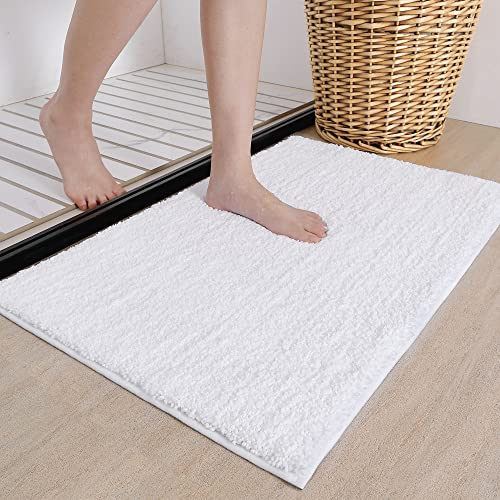 COLOR&GEOMETRY Absorbent Bath Mat 50 x 75 cm, Soft Non-Slip Bathroom Rug, Machine Washable for Bathtub Shower (White)