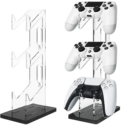 Nizirioo Soporte para controlador de 3 niveles, soporte universal para controlador y auriculares para Xbox Series, PS4, PS5, PS3, accesorios de escritorio 4 en 1, accesorios de escritorio PS4