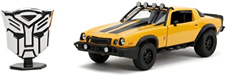 Jada Transformers Rise of The Beast 1:24 1977 Chevy Camaro Bumblebee & Badge Die-Cast Car, Spielzeug für Kinder und Erwachsene