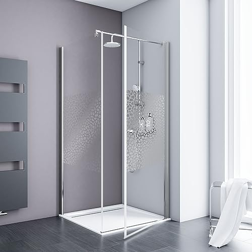 Schulte Duschkabine Drehtür inkl. SW AlexaStyle 2.0 Chromoptik, Dekor Terrazo 80 x 80 x 192 cm
