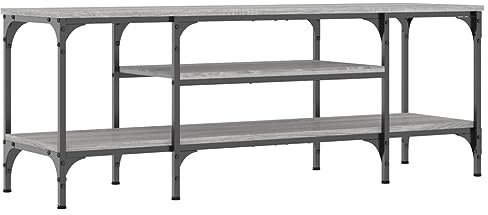 vidaXL Meuble TV, Table TV avec Étagères, Meuble Télé avec Rangement Salon Salle de Séjour, Industriel, Sonoma Gris Bois d'Ingénierie et Fer