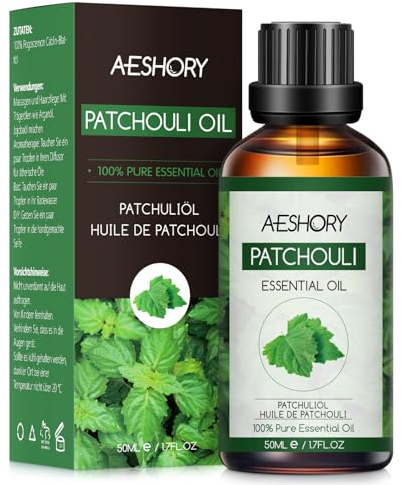 AESHORY Ätherische Öle Patschuli 50ml, 100% Reine Natürliche Ätherisches Öl in Therapeutischer Qualität, Aromatherapie Duftöle für Diffuser, Luftbefeuchter, Hautpflege, Haarpflege, Massage, Bad