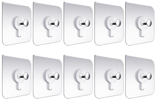 JSKWIKE 10 PCS Bilderhaken Selbstklebend Transparent Bilder Klebehaken Bildaufhängung Ohne Bohren Selbstklebende Bildaufhänger für Bilder Poster Fotos Dekorative Gemälde