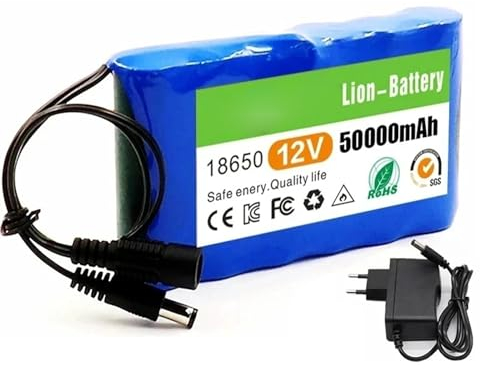 SSCYHT 3S2P 12 V 50000 mAh Lithium-Akku, Ersatz-Li-Ionen-Akku, 12 Volt, 50 Ah, wiederaufladbare Batterien mit BMS-Schutzplatine + Ladegerät