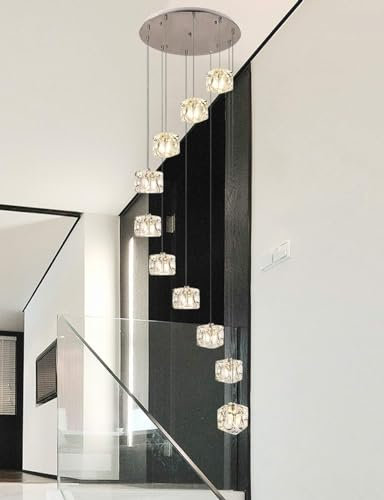 Bidensen Beleuchtung Multi-licht Wendeltreppe Glas Kronleuchter Kugeln Bar Restaurant Persönlichkeit Kreative Veranda Lichter Gang Einfache Moderne Kronleuchter Pendelleuchte Lang (16-light)