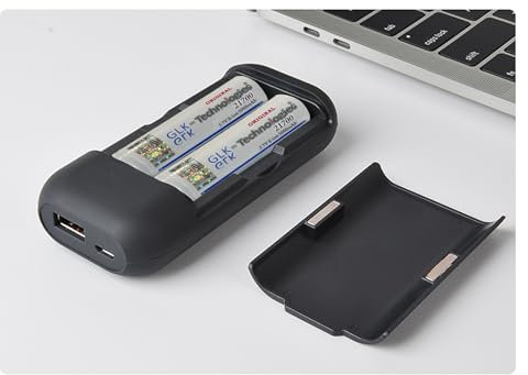 GLK-Technologies® 2X Akku 5000 mAh 3,7V gratis Powerbank 3in1 Ladegerät/Powerbank/Aufbewahrungsbox mit LED Anzeige Externer Akku USB-C Inpud
