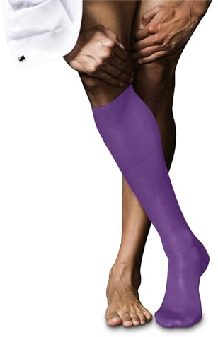 FALKE Herren No. 9 Kniestrümpfe atmungsaktive Baumwolle hochwertig seidiger Glanz elegant verstärkte Herrensocken flache Naht druckfreie Fußspitze fein glatt einfarbig Business 1 Paar | mit reiner ägyptischer Baumwolle