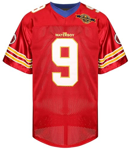 Phoneutrix Bobby Boucher #9 The Waterboy Adam Sandler Movie Mud Dogs Bourbon Bowl Fußballtrikot, Rot/Ausflug, einfarbig (Getaway Solids), 3X-Groß