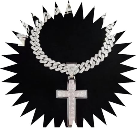 FUSHENGTER Halsketten Herren Hip hop Ketten Anhänger Frauen damenkette Rapper Männer Frauen Hip Hop Kreuz Anhänger Halskette mit 14mm Iced out Anhänger Halsketten Mode Punk Geschenke