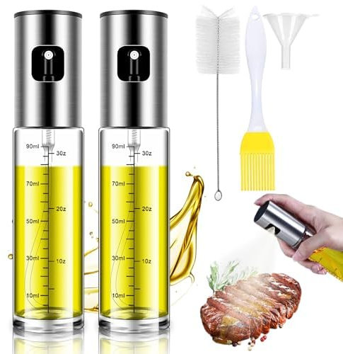 Kaoudt Spruzzino Olio per Friggitrice Aria, Flacone Spray per Olio, Spruzzatore Pper Olio da Cucina, Spruzzatore per Olio D'oliva per Insalata, Grigliate, Cuocere al Forno in Cucina (2PC)