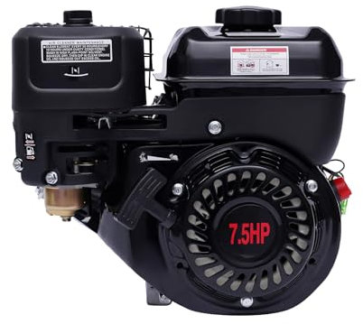 7.5HP Moteur à Essence,5100W Moteur Agricole Essence Moteur 215cc 4-Temps Monocylindre Carburateur Avec 3.6L Réservoir d'huile Pour équipements Agricoles Ménagers (Noir)