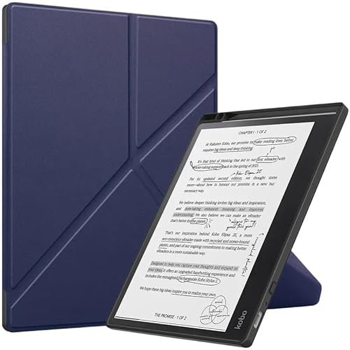SOENS Étui en Cuir for Kobo Elipsa 2e, avec Porte-Stylo, Support Peint à la Mode, 2023, réveil/Sommeil Automatique(Dark Blue)