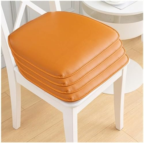 Gelb,Set of 4, Stuhlkissen Für Esszimmerstühle, 43 X 40 cm Leder Hufeisen Stuhl Kissen Durable Soft Sitzkissen, rutschfeste Küche Stuhl Pad Mit Krawatten Mit Maschine Waschbar Abdeckung