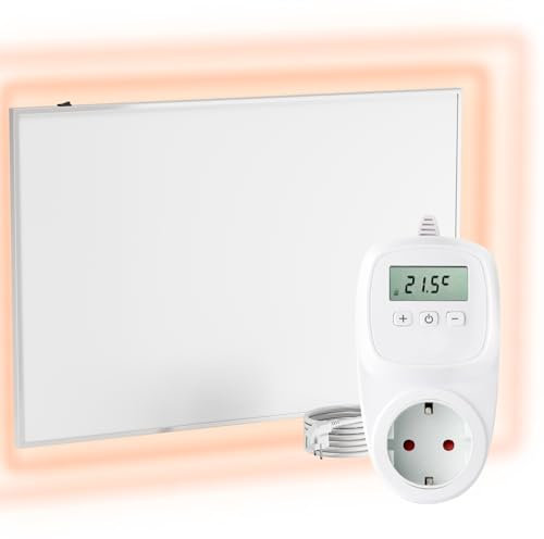 UMBRELLA® Infrarot Wandheizung mit Thermostat [FERNBEDIENUNG + WIFI STEUERUNG] – Infrarotheizung Wandmontage Heizkörper – Carbon Crystal Infrarot Paneel App steuerbar – (Modell TH12 WIFI - 600W)