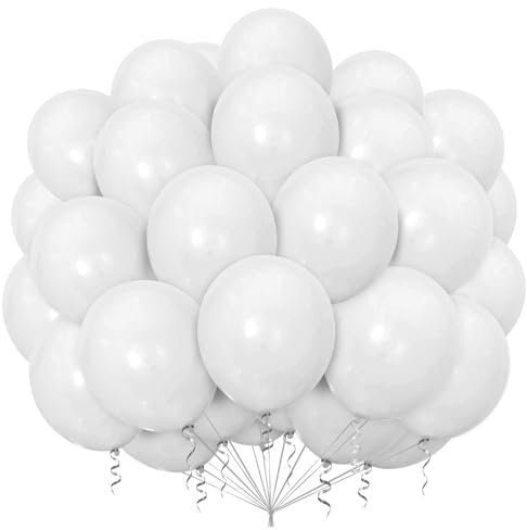 Luftballons Weiß,100 Stück 12 Zoll Weiße Latex Ballons für Jungen Mädchen Partydeko Geburtstags Hochzeits Babyparty Festival Jahrestag Deko