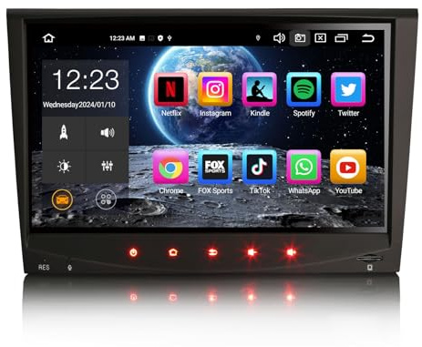 Erisin 8 8-Kern 4GB+ 64GB Android 14 Autoradio mit GPS Navigation für Porsche 911 997 Cayman Boxster Unterstützt DAB+ CarPlay Kabelloses Android Auto DSP WiFi 4G FM Bluetooth 5.0 A2DP RDS Touchscreen