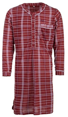 Henry Terre Herren Nachthemd Langarm Tartan Muster Brusttasche Knopfleiste Größe M-3XL Baumwollmix
