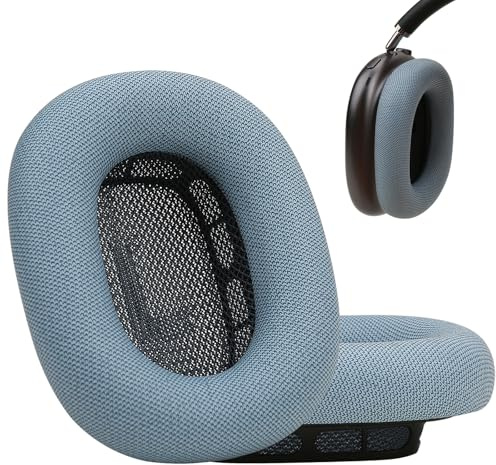Laselan Verbesserte Silikon-Ohrpolster für AirPods Max Kopfhörer 2024, Proteinleder-überzogene Ohrpolster mit Silikon & Memory-Schaum und Magnet (blau)