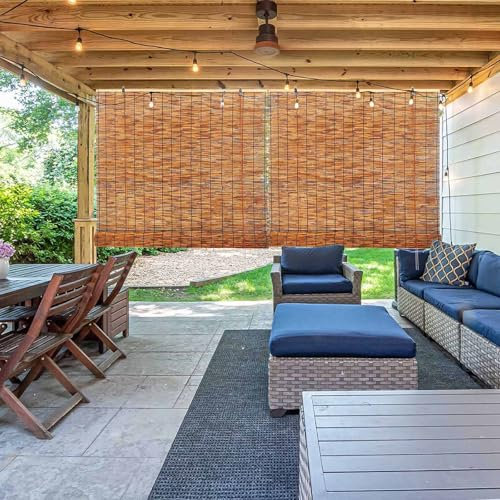 Bambus-Rollos Sichtschutz Sonnenschut Retro Bambusrollo Outdoor Wetterfest Jalousien Bambus Raffrollo 55 80 90 100 120 130 140 150 160 180cm Breit Wärmedämmung Schilfvorhänge