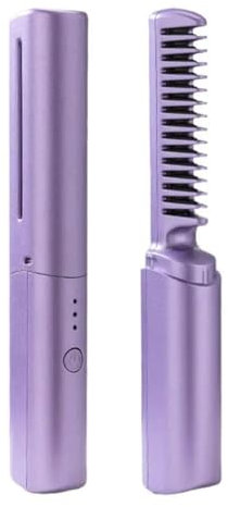 Sctecoau 2 en 1 Plancha de Pelo Profesional InaláMbrica Peine Rizador Calentamiento RáPido Iones Negativos Alisado Rizador Herramientas de Peinado-A