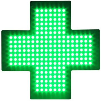 ZephyrGlow Panneau De Pharmacie en Forme De Croix À LED, Grand Panneau Vert, Accessoire De Décoration Murale pour Magasins, 3 Modes De Travail, Convient pour Les Bureaux, Les Vitrines, Les,19IN