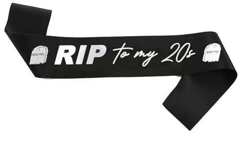 RIP to My 20s Geburtstag Schärpe Schwarz 30 Geburtstag Deko Sash Rip 20s Deko Geburtstagsschärpe für Frauen Männer Geburtstagsdeko 30 Schärpen Partyzubehör 30er Party Accessoires