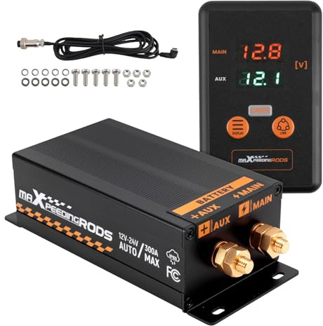 maXpeedingrods 12V 24V Dual Battery Isolator 300AMP Kit with Intelligent Controller for Car, Truck, ATV, RV Batteries Starter Smart Dual Battery Isolator