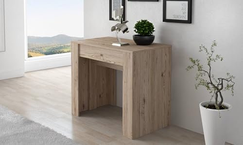 Dmora Consolle allungabile Maclodio, trasformabile in Tavolo da Pranzo, salvaspazio ed Estensibile Fino a 237 cm, 90-237x76,6x90 cm, Quercia