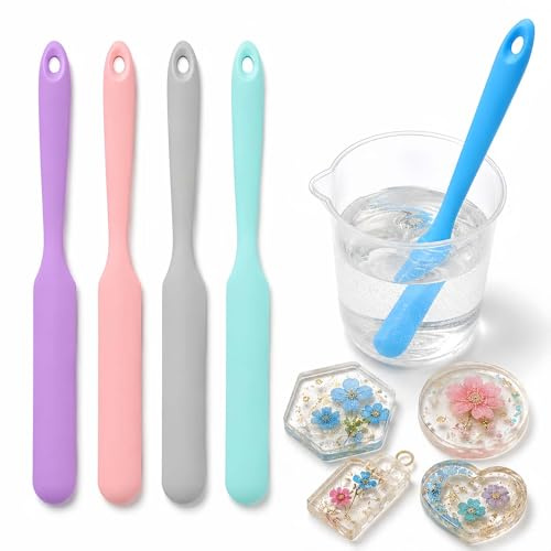 wikimo Silikon Rührstäbchen 5er Set, Epoxidharz Zubehör für Resin und Gips | 24,1 cm lange Silikon-Mischstäbchen, flexibel, wiederverwendbar und leicht zu reinigen – für Harz, Gips, Farbe und Kleber