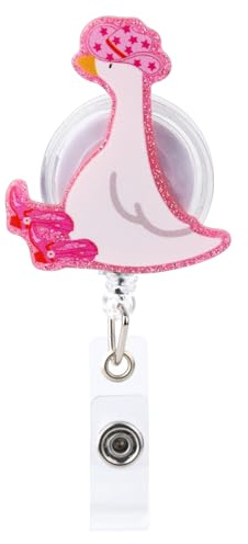 lasuroa Porte-Badge Rétractable en Forme, d'Oie Amusante et Amusante avec Pince Crocodile Accessoire pour Infirmières Médecins EnseignantsTravailleurs Médicaux