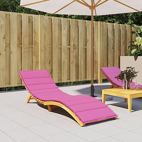 Coussin pour chaise longue - En tissu Oxford - Rose - 200 x 60 x 4 cm - Imperméable - Pour chaise longue de jardin, meubles de terrasse - Coussin d'extérieur confortable avec cordons