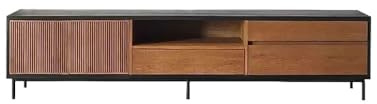 NEBE Meuble TV 220cm Armoire de Rangement Moderne Style Wabi-Sabi, Centre de Loisirs Rustique à Dégradé de Couleurs, Adapté aux Hôtels et Salons Salon Console