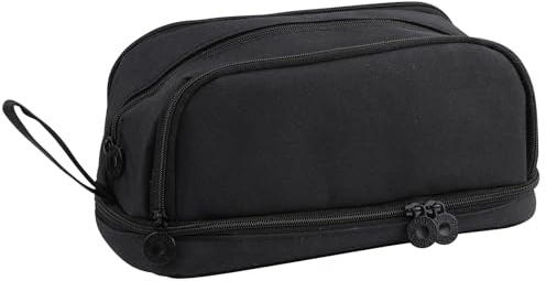 EUREKORA Große Federmäppchen Stiftetasche mit Tragegriff Stifte mit 4 Fächern vielseitiges Mäppchen für Mädchen Jungen Erwachsene Büros und Schulen Schwarz