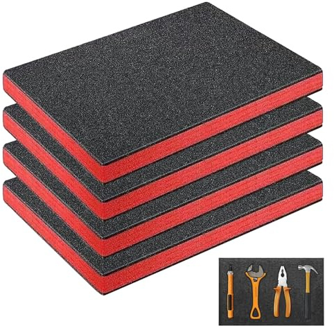 Pack of 4 Foam Cut 400 x 300 mm, Tool Box Camera Case, Foam Inlay for Protective Case, Tool Insert to Cut Yourself (Black, 400 mm x 300 mm x 5 mm)