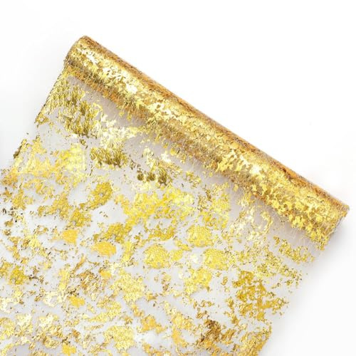 Bosiyrggrl Disposable Round Rose Gold Placemat A Thin Mesh Mat with Shiny Metal and Gold Color.Dining Table Core Decoration