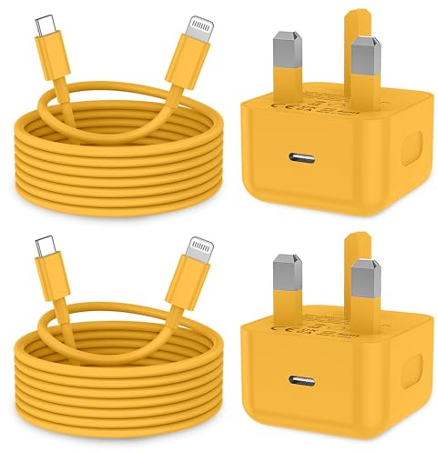 KTDRJN for iPhone Charger, 2Pack PD20W Fast Apple Charger 3.0A, iPhone charger fast charge with USB C To Lightning Cable 2M for iPhone 14 13 12 11 Pro Max XS XR X 8 7 6 Plus 5, iPad and iPod-Yellow