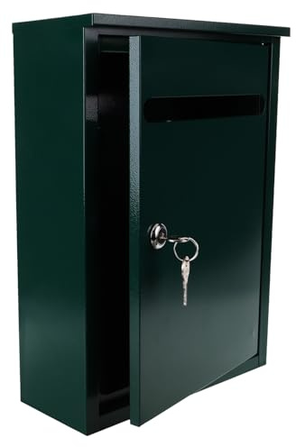Yardenfun Wall Mount Lockable Metal Mailbox Suggestion Complaint Box for Office School, 1pcs Green Hanging Letter Storage Bin