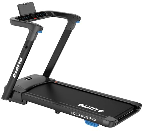 Elektrisches Laufband Lotto Fold Run PRO für den Heimgebrauch, 4HP Motor, Geschwindigkeit 1-18km/h, motorisierte Neigung 15 Stufen, Bluetooth, extra große Liegefläche 130×48cm, klappbar, bis 150kg