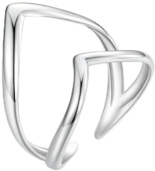 SOUTHPLUS Ring für Damen Minimalist Elegant Ringe Silber Verstellbare Ring Daumenring Damen Versprechen Offene Ringe Schmuck für Freundin Frauen Mom